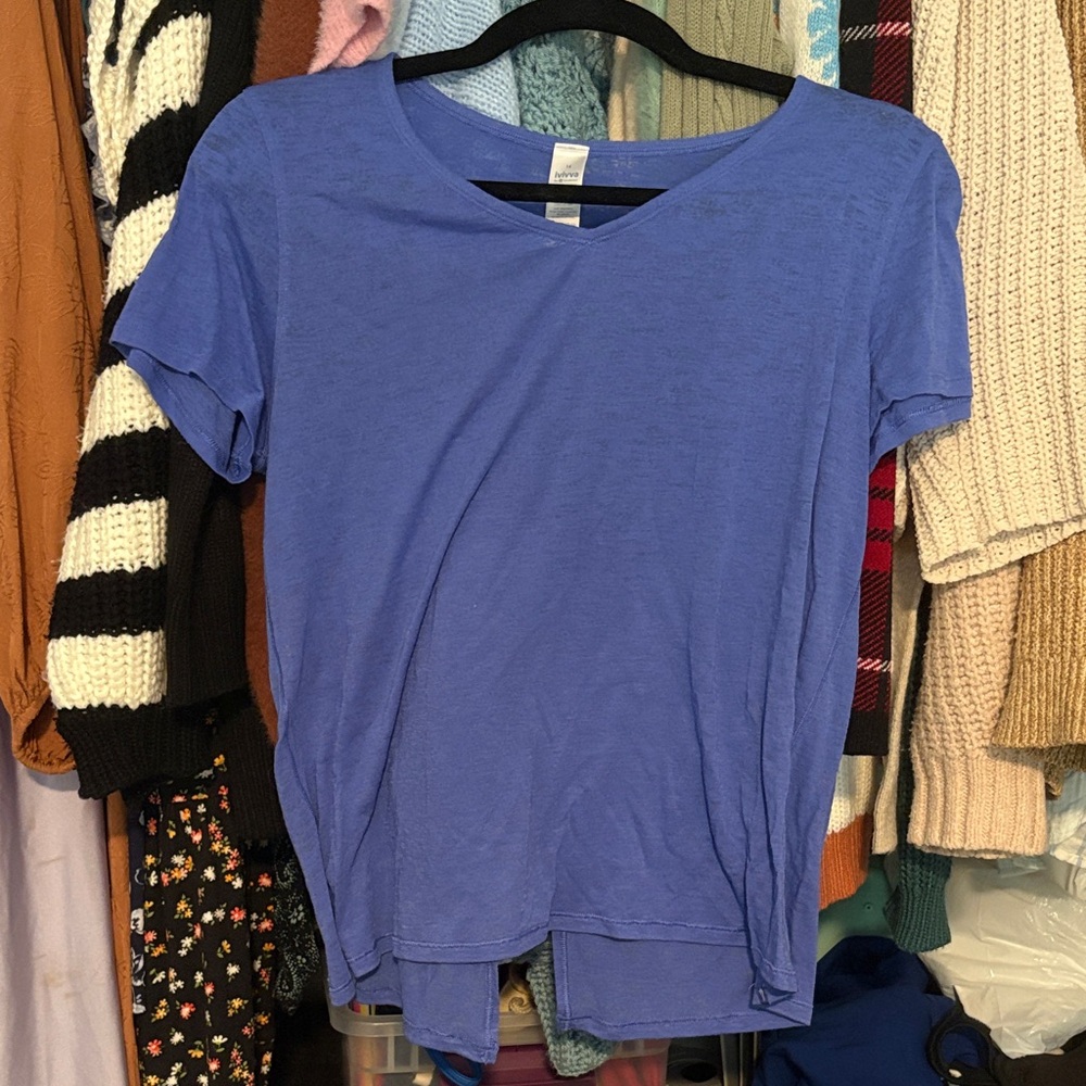 NWOT Ivivva Women's Blue V-Neck Short Sleeve Tee